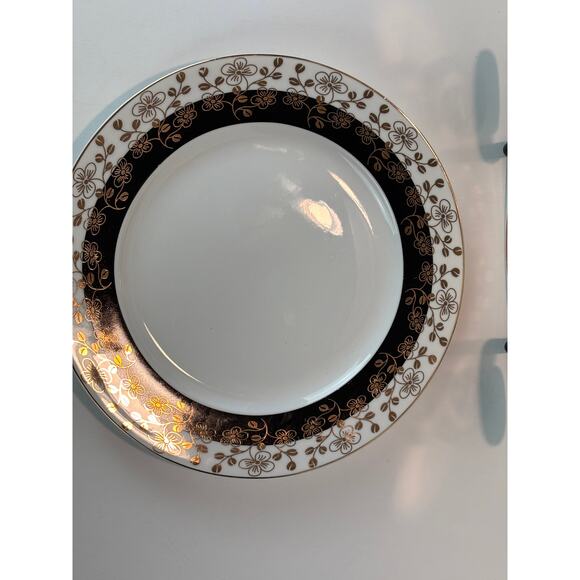 Grace’s Teaware Black & Gold Trimmed Dinner & Salad Plate Set - Picture 5 of 10